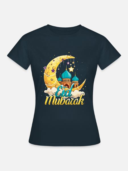 Eid Mubarak Festliche Mondlandschaft - T-shirt dam - marinblå
