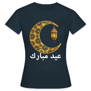 Eid Mubarak Moon and Lantern - Women's T-Shirt - navy - Front - AI Model Female 172 dark (172cm)
