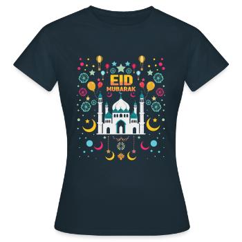 Eid Mubarak Solemn Colorful Mosque - Women's T-Shirt - navy - Front - AI Model Female 172 dark (172cm)