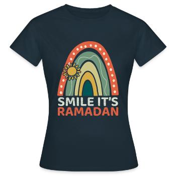 Smile It's Ramadan Eid Mubarak Joy - Women's T-Shirt - navy - Front - AI Model Female 172 dark (172cm)