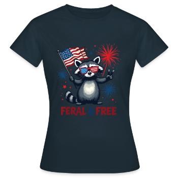 Raccoon Feral & Free White And Feral 4th Of July - Women's T-Shirt - navy - Front - AI Model Female 172 dark (172cm)