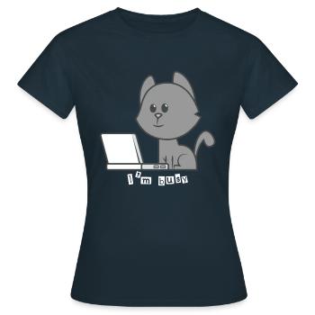 Ordinateur portable chat - T-shirt Femme - marine - Devant - AI Model Female 172 dark (172cm)