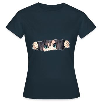 Anime Waifu - Frauen T-Shirt - Navy - Vorne - AI Model Female 172 dark (172cm)