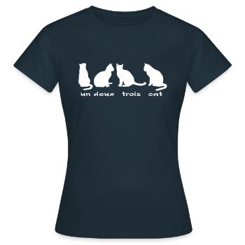 Un Deux Trois Cat Katzen - Frauen T-Shirt - Navy - Vorne - AI Model Female 172 dark (172cm)