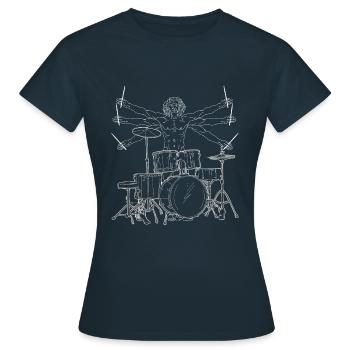 Vitruvianischer Schlagzeuger - Frauen T-Shirt - Navy - Vorne - AI Model Female 172 dark (172cm)