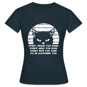 Hungrige Katze - Frauen T-Shirt - Navy - Vorne - AI Model Female 172 dark (172cm)