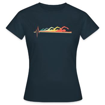 Schwimmer Herzschlag - Frauen T-Shirt - Navy - Vorne - AI Model Female 172 dark (172cm)