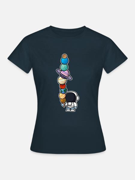 Astronauta comiendo helado planeta - Camiseta mujer - azul marino