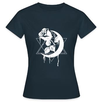 Occulte lune Rose Goth Goth - T-shirt Femme - marine - Devant - AI Model Female 172 dark (172cm)