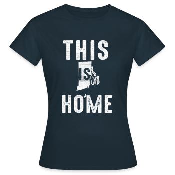 Carte Amérique État américain Drapeau Cette maison Rhode Island - T-shirt Femme - marine - Devant - AI Model Female 172 dark (172cm)