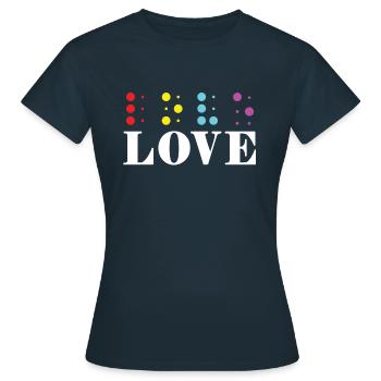 Love Braille Alphabet Braille Language Letters - Frauen T-Shirt - Navy - Vorne - AI Model Female 172 dark (172cm)