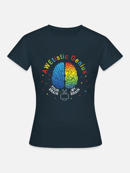 Mein Gehirn Genie Buntes Puzzle Autismus Bewusstsein - Frauen T-Shirt - Navy