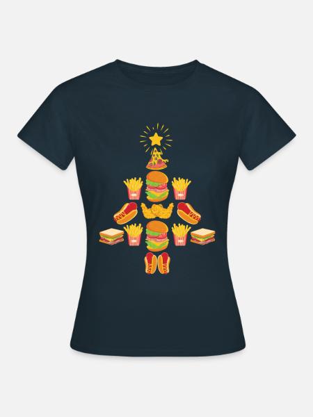 Fast Food Christmas Tree - Frauen T-Shirt - Navy