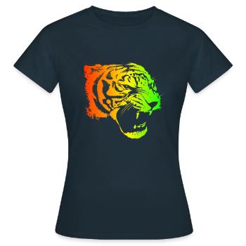 Rasta-Tiger - Frauen T-Shirt - Navy - Vorne - AI Model Female 172 dark (172cm)