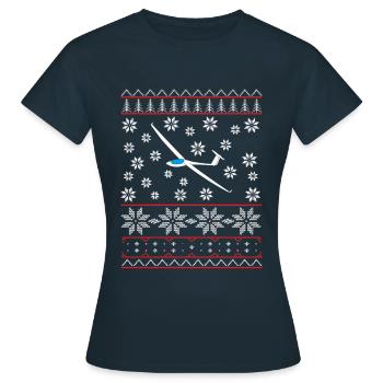 Christmas Segelflugzeug Segelflieger Geschenk ASW - Frauen T-Shirt - Navy - Vorne - AI Model Female 172 dark (172cm)