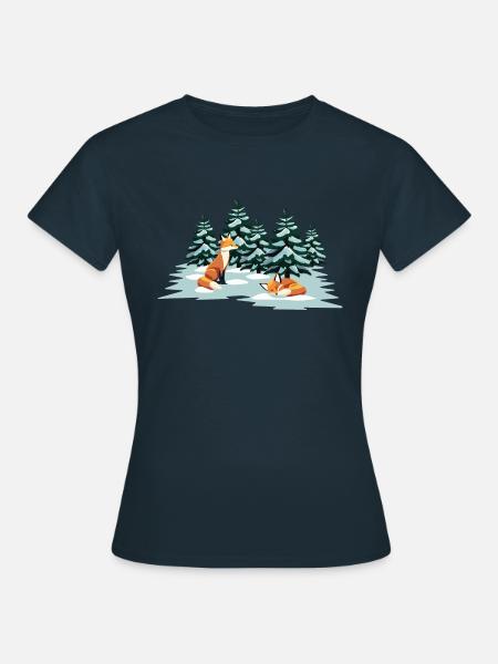Füchse im Wald - Frauen T-Shirt - Navy