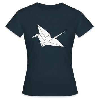 Origami crane peace Japan bird - Women's T-Shirt - navy - Front - AI Model Female 172 dark (172cm)