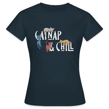La sieste et la sieste ! Chats mignons détendus et détendus - T-shirt Femme - marine - Devant - AI Model Female 172 dark (172cm)