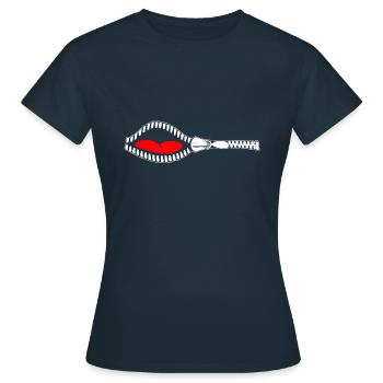 Fermeture éclair Bouche avec la langue et les dents - T-shirt Femme - marine - Devant - AI Model Female 172 dark (172cm)