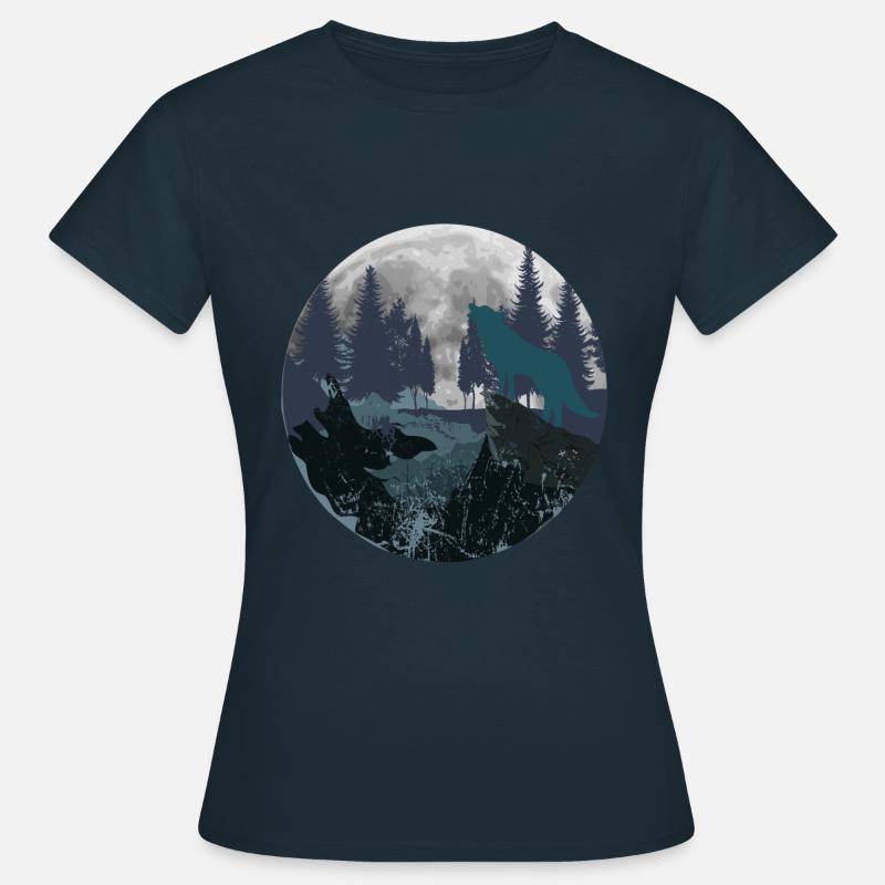 Mountain Wolf Moon - Women's T-Shirt - navy