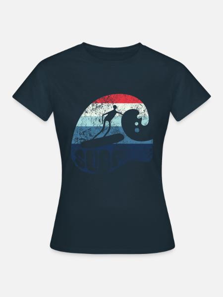 Welle - Surfer - Surf - Geschenk - Frauen T-Shirt - Navy
