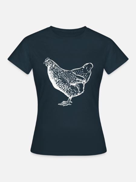 Huhn - Zeichnung - Hühner Fan - Frauen T-Shirt - Navy