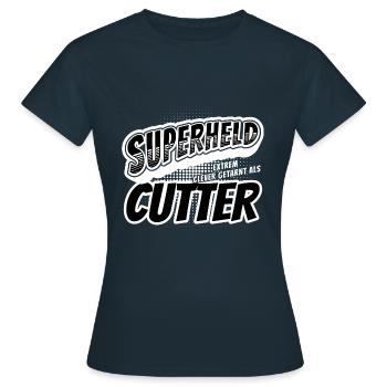 Superheld, clever getarnt als Cutter - Frauen T-Shirt - Navy - Vorne - AI Model Female 172 dark (172cm)