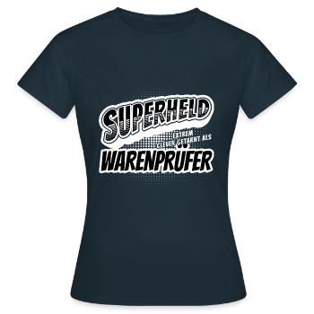 Superheld, clever getarnt als Warenprüfer - Frauen T-Shirt - Navy - Vorne - AI Model Female 172 dark (172cm)