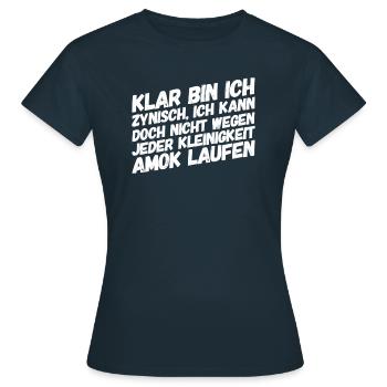 Zynismus hilft mir - Frauen T-Shirt - Navy - Vorne - AI Model Female 172 dark (172cm)