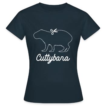Cuttybara - Cute Capybara Pun ausschneiden Style - Frauen T-Shirt - Navy - Vorne - AI Model Female 172 dark (172cm)