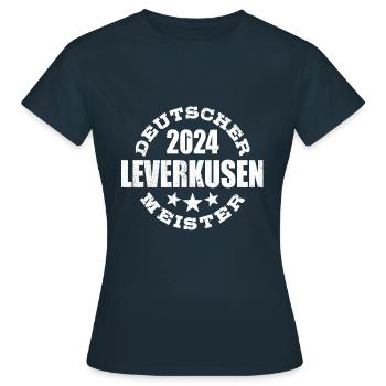 Leverkusen - Deutscher Meister 2024 - Frauen T-Shirt - Navy - Vorne - AI Model Female 172 dark (172cm)