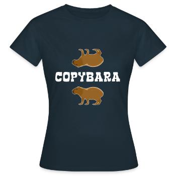 Copybara - Capybara Wortspiel - Copy Paste - Frauen T-Shirt - Navy - Vorne - AI Model Female 172 dark (172cm)