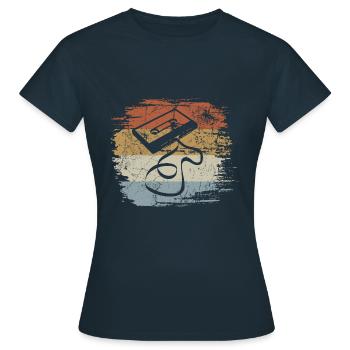 Kassette - Mixtape Audiokassette Magnetband retro - Frauen T-Shirt - Navy - Vorne - AI Model Female 172 dark (172cm)