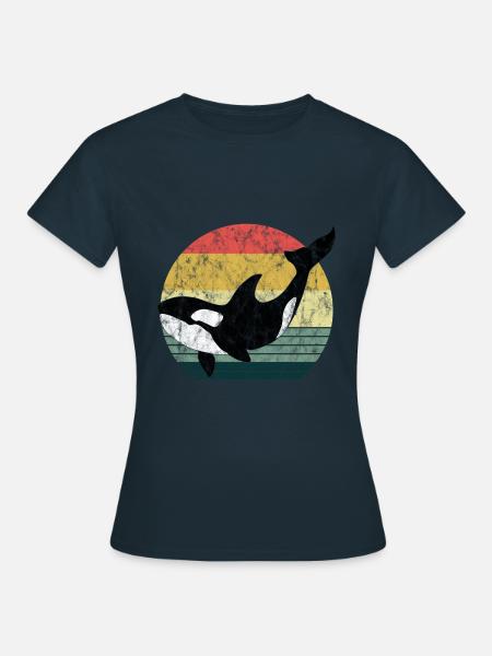 Orca Schwertwal Killerwal Geschenk Retro Wal Ozean - Frauen T-Shirt - Navy