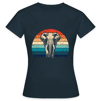 Elephant - big game, tusk, ivory sunset - Women's T-Shirt - navy - Front - AI Model Female 172 dark (172cm)