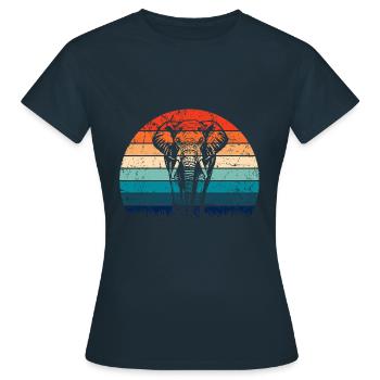 Elephant - big game, tusk, ivory sunset - Women's T-Shirt - navy - Front - AI Model Female 172 dark (172cm)