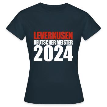 Leverkusen - Deutscher Meister 2024 - Frauen T-Shirt - Navy - Vorne - AI Model Female 172 dark (172cm)