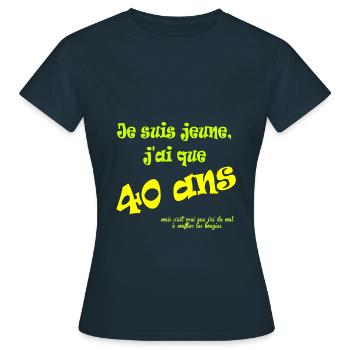 40ans - Women's T-Shirt - navy - Front - AI Model Female 172 dark (172cm)