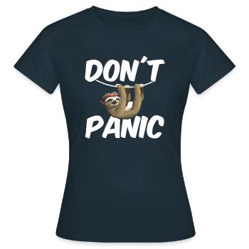 Faultier Don´t Panic - Frauen T-Shirt - Navy - Vorne - AI Model Female 172 dark (172cm)