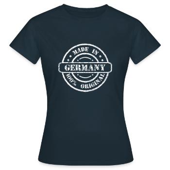 Fabriqué en Allemagne Stamp Vintage - T-shirt Femme - marine - Devant - AI Model Female 172 dark (172cm)