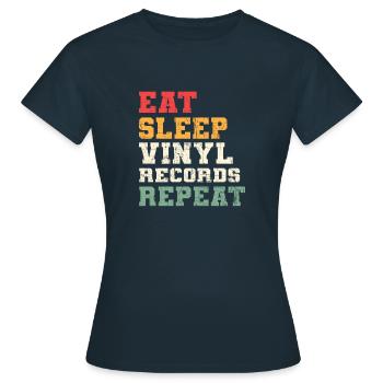 Eat Sleep Vinyl Records Répéter. - T-shirt Femme - marine - Devant - AI Model Female 172 dark (172cm)