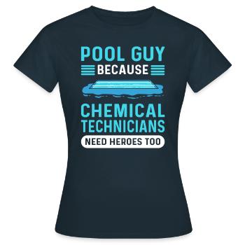Pool maintenance repair guy. Pool cleaner. Pool - Women's T-Shirt - navy - Front - AI Model Female 172 dark (172cm)