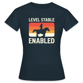 Level Stall Enabled. Scottish Highland Horse. - Women's T-Shirt - navy - Front - AI Model Female 172 dark (172cm)