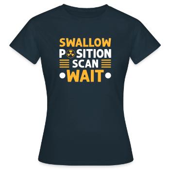 Schlucken Position Scannen Warten. - Frauen T-Shirt - Navy - Vorne - AI Model Female 172 dark (172cm)