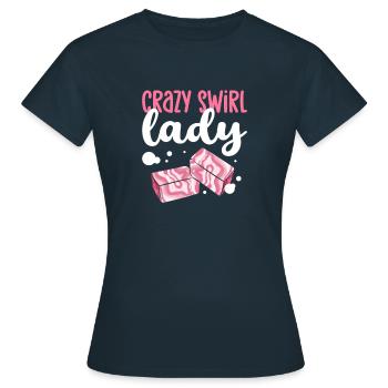 Crazy Swirl Lady. Saponification. Production de savon - T-shirt Femme - marine - Devant - AI Model Female 172 dark (172cm)