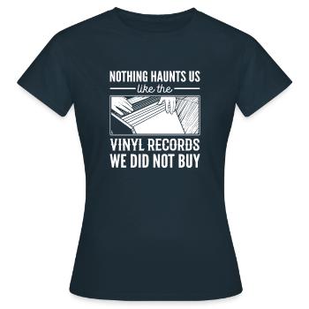 Rien ne nous hante autant que les vinyles qui - T-shirt Femme - marine - Devant - AI Model Female 172 dark (172cm)