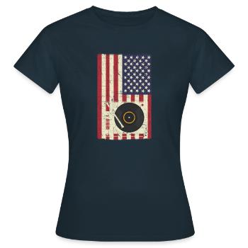 Collectionneur et collectionneur de LP américains - T-shirt Femme - marine - Devant - AI Model Female 172 dark (172cm)