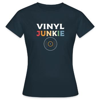 Vinyle Junkie. Collectionneurs de LP et collectionneurs de disques - T-shirt Femme - marine - Devant - AI Model Female 172 dark (172cm)