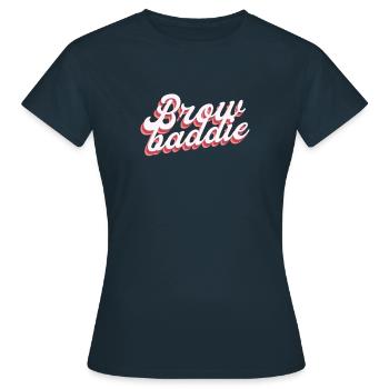Brow Baddie. Microblading Augenbraue - Frauen T-Shirt - Navy - Vorne - AI Model Female 172 dark (172cm)