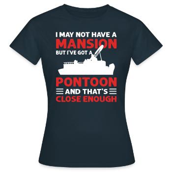 Pontonbootfahren. Villa Auf Dem Wasser. - Frauen T-Shirt - Navy - Vorne - AI Model Female 172 dark (172cm)
